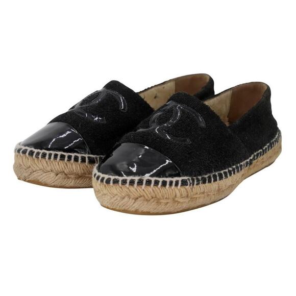 Chanel Espadrille 37 Glitter Canvas Cap Toe Cc Flats CC-0602N-0004 - Picture 4 of 10